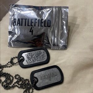 😊 Battlefield 4 Dog Tags 😍 Rare Promo Necklace! 😎 Xbox, PS4, PS3, PC themed.